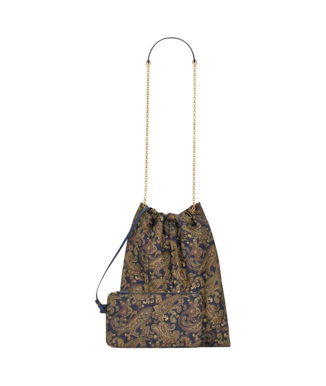 SAINT LAURENT Темно-синяя шелковая сумка через плечо, фото 5