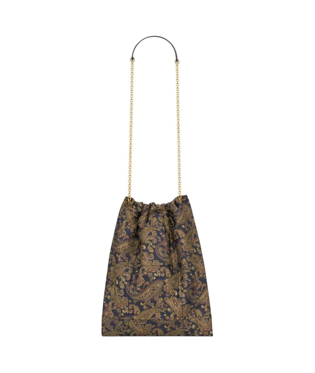 SAINT LAURENT Темно-синяя шелковая сумка через плечо, фото 4