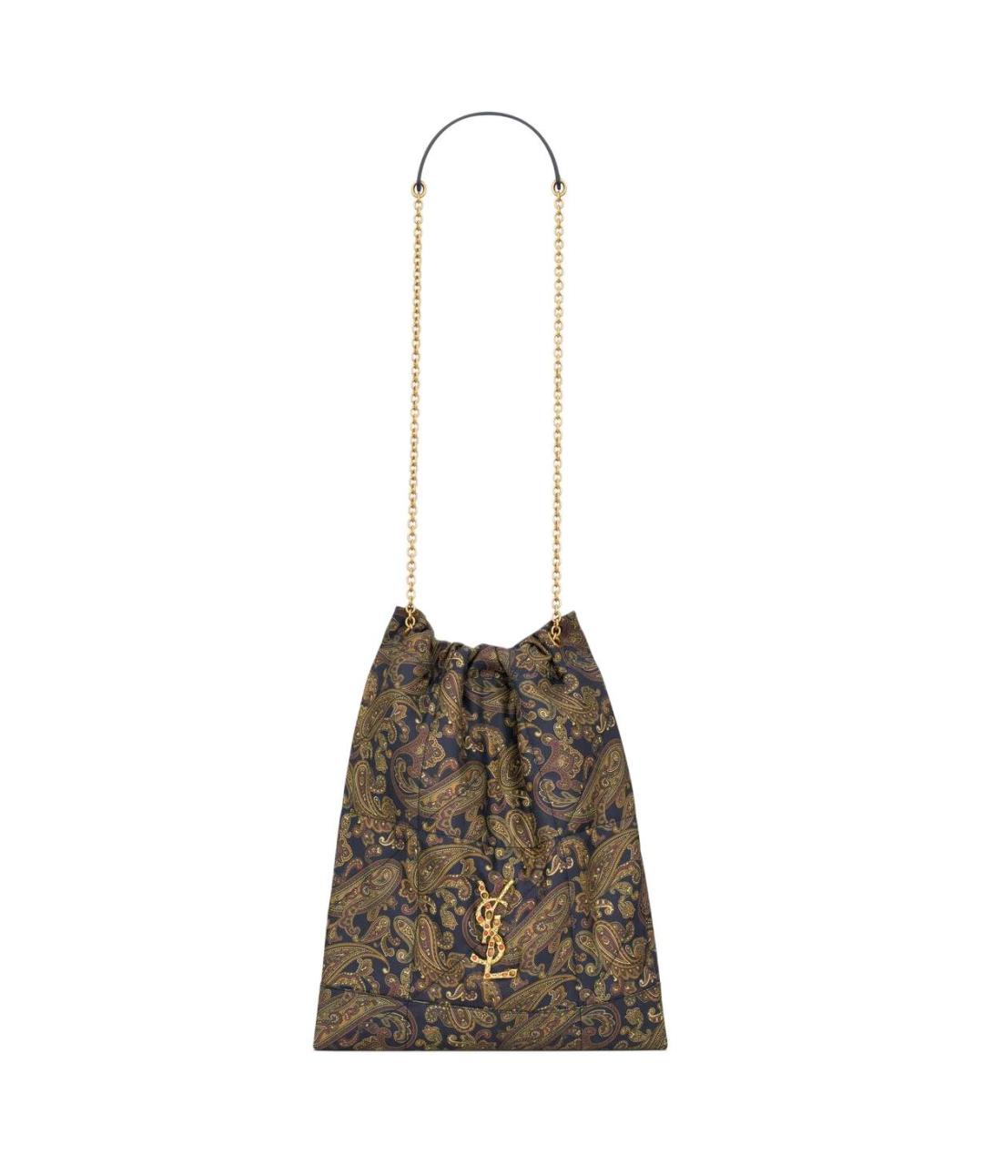 SAINT LAURENT Темно-синяя шелковая сумка через плечо, фото 1