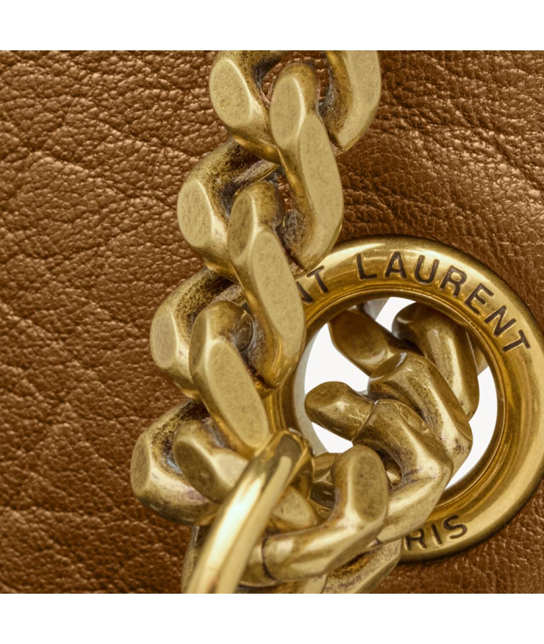 SAINT LAURENT Коричневая кожаная сумка через плечо, фото 6