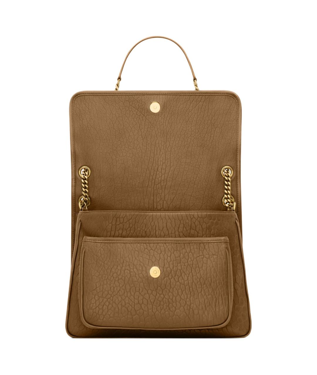 SAINT LAURENT Коричневая кожаная сумка через плечо, фото 5