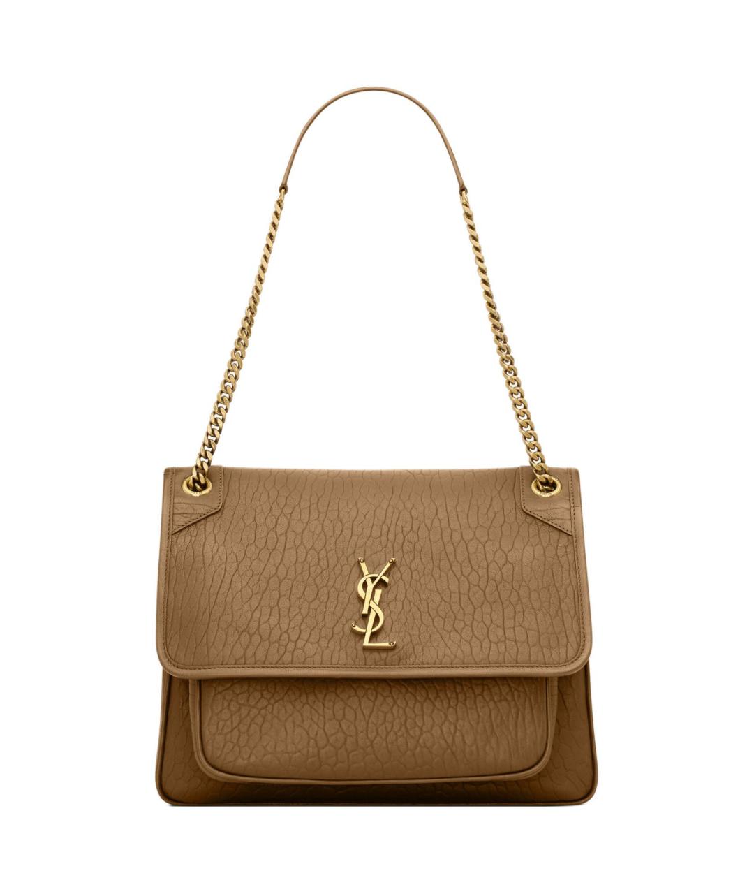 SAINT LAURENT Коричневая кожаная сумка через плечо, фото 1