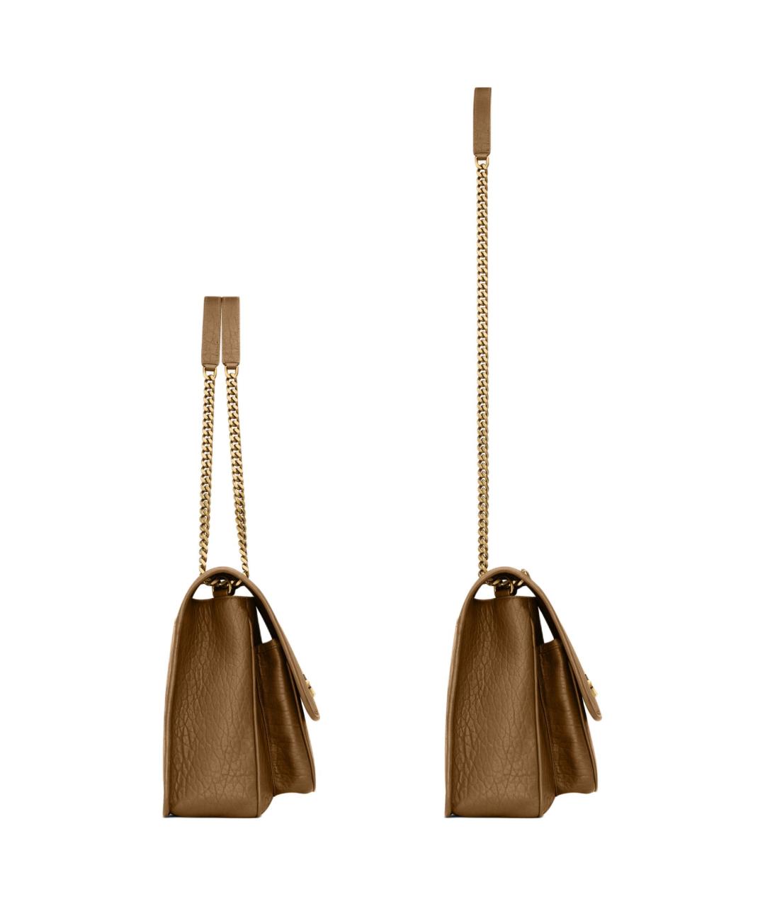 SAINT LAURENT Коричневая кожаная сумка через плечо, фото 3