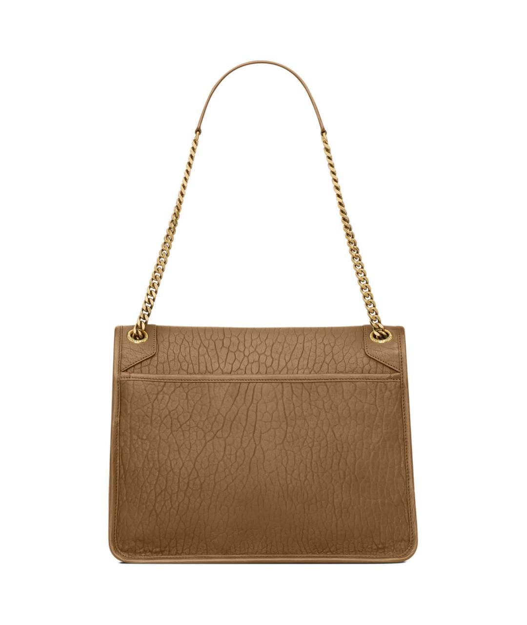 SAINT LAURENT Коричневая кожаная сумка через плечо, фото 4