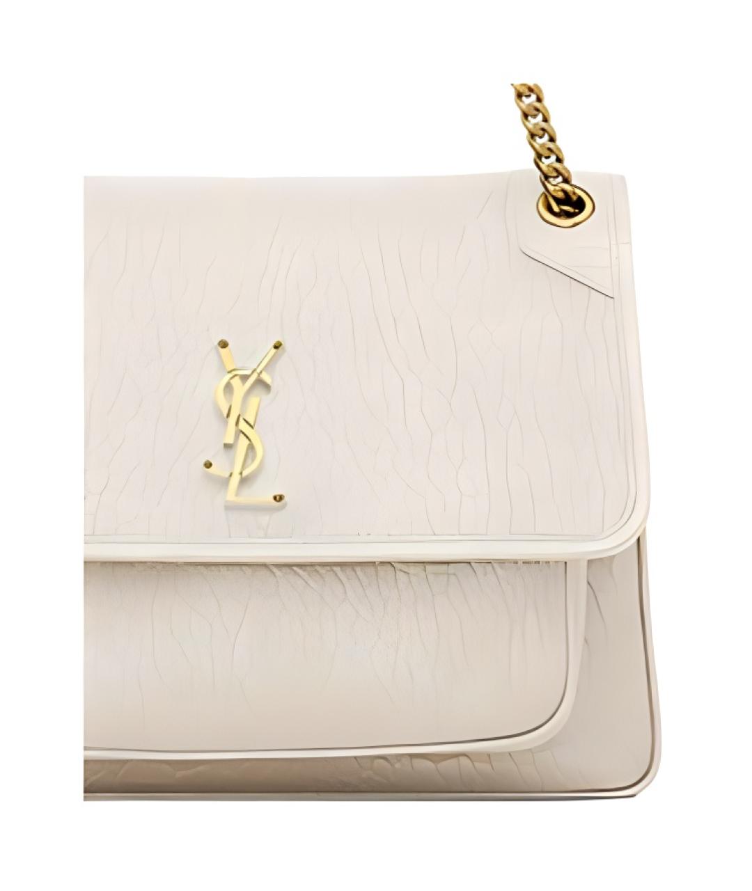 SAINT LAURENT Белая кожаная сумка через плечо, фото 4