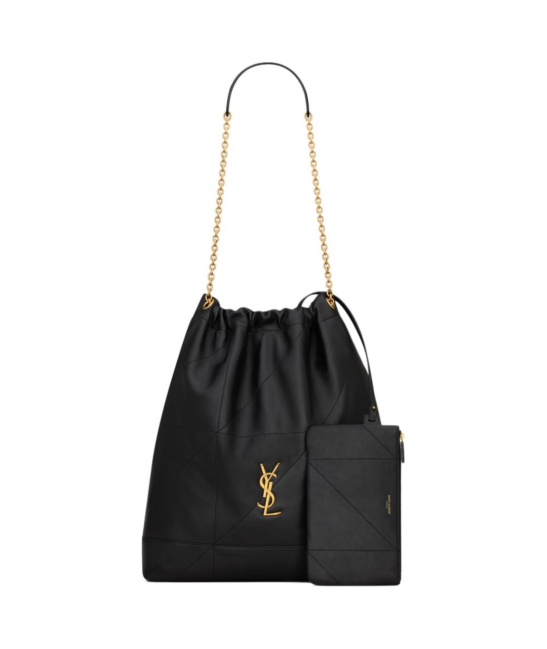 SAINT LAURENT Черная кожаная сумка через плечо, фото 2