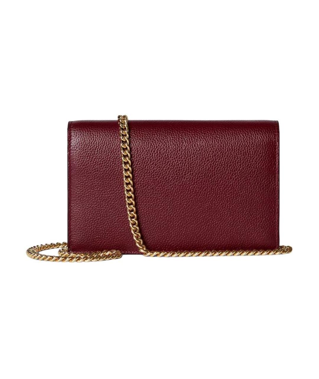 GUCCI Бордовая кожаная сумка через плечо, фото 4