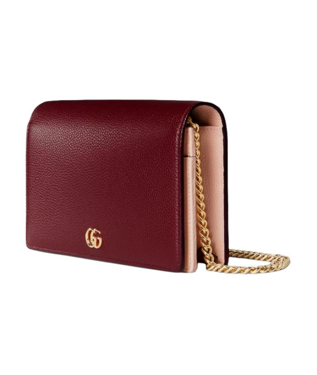 GUCCI Бордовая кожаная сумка через плечо, фото 2