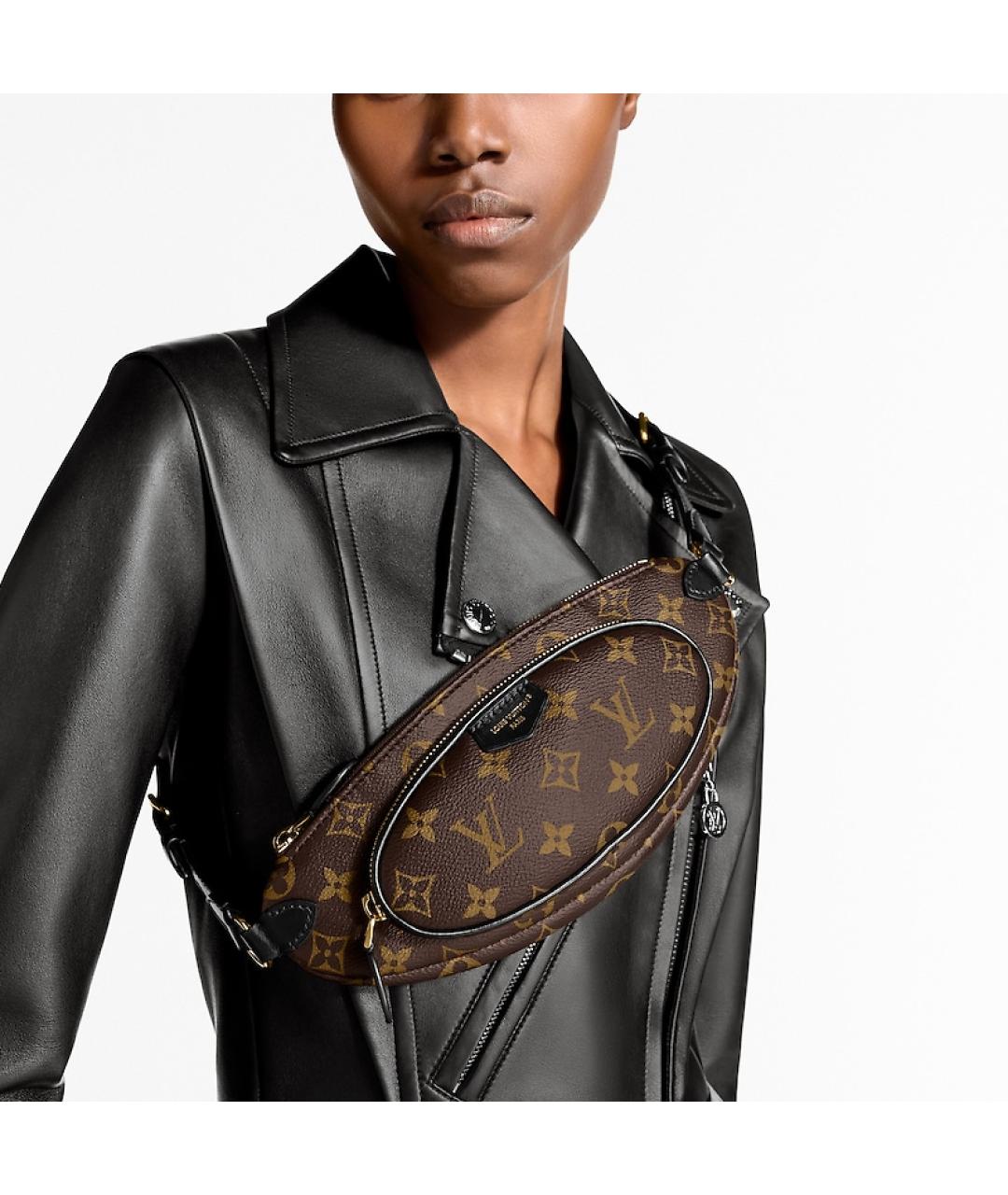 LOUIS VUITTON Коричневая кожаная поясная сумка, фото 5