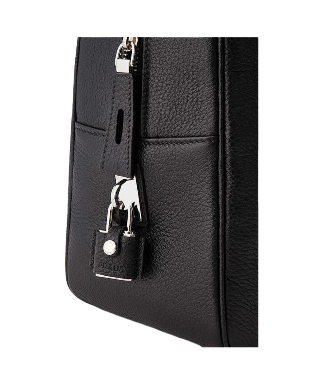 PRADA Черный кожаный портфель, фото 4