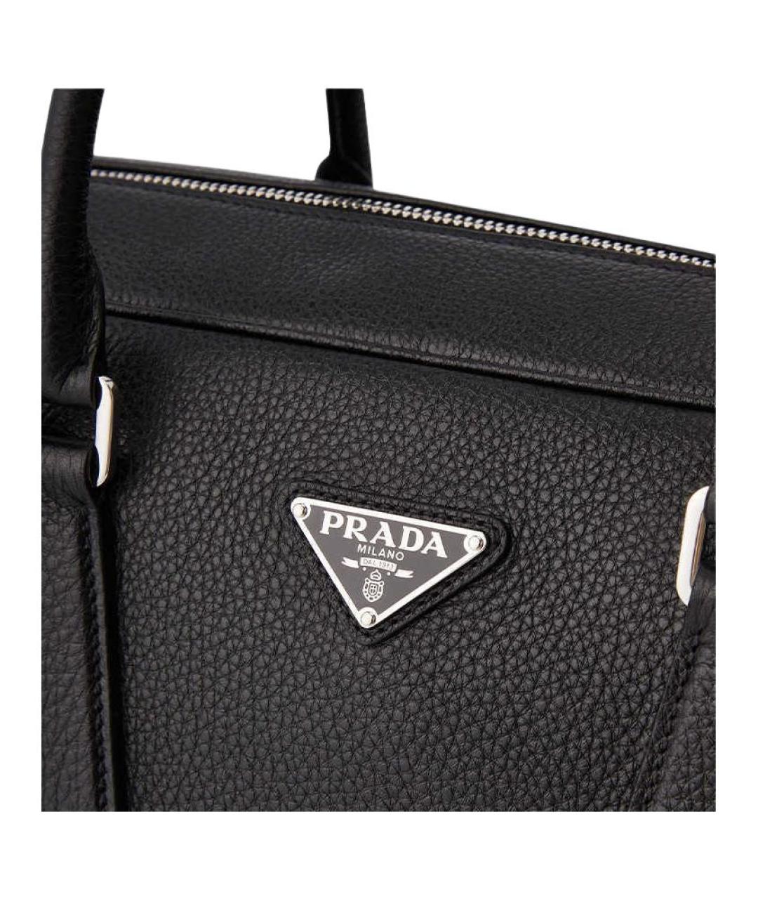 PRADA Черный кожаный портфель, фото 5