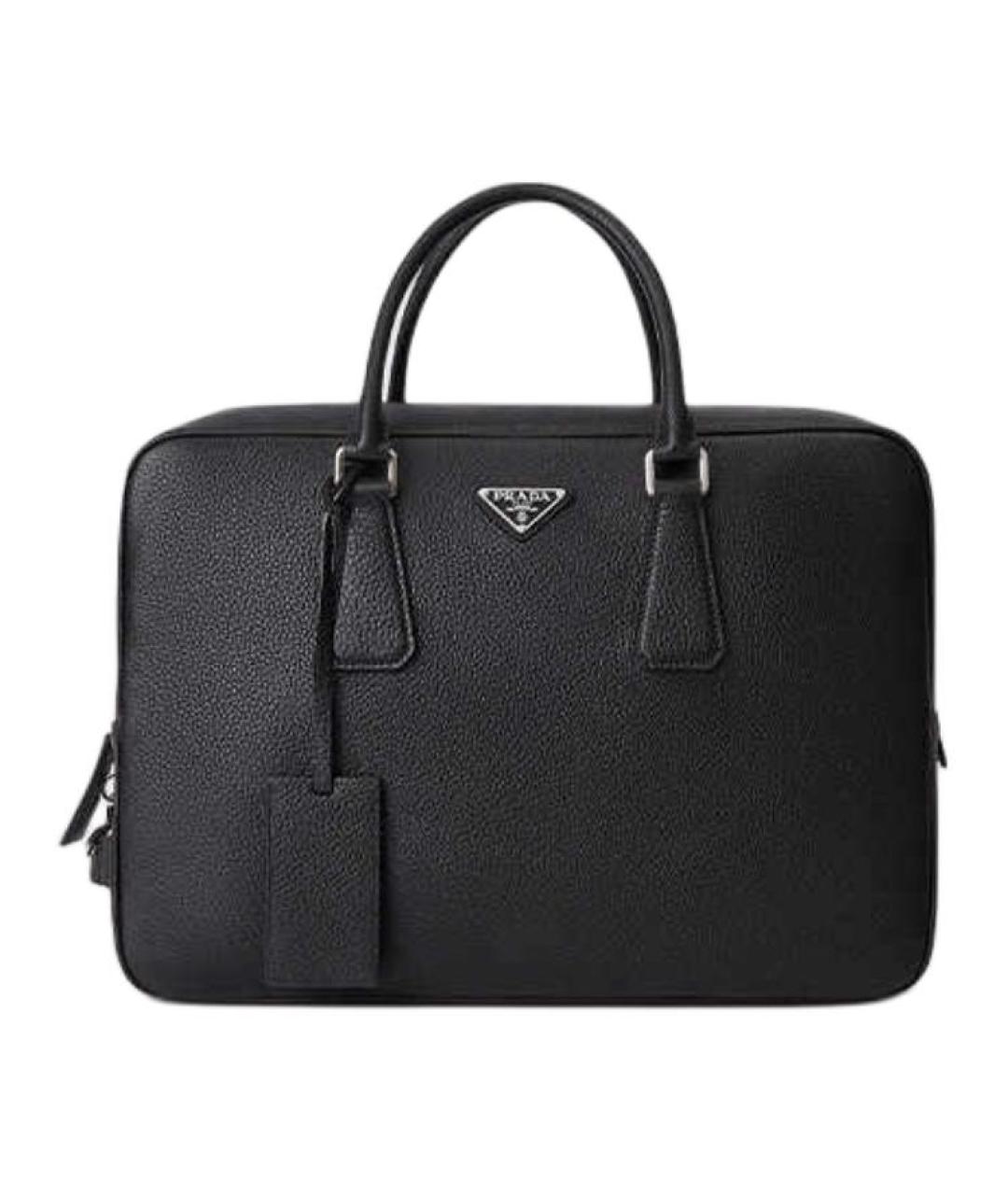 PRADA Черный кожаный портфель, фото 1