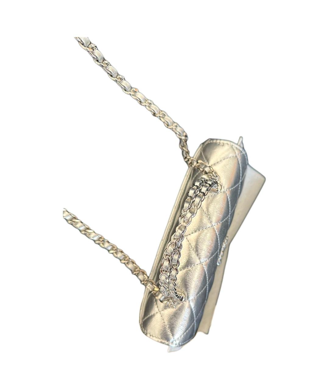 CHANEL Серебряная кожаная сумка через плечо, фото 4