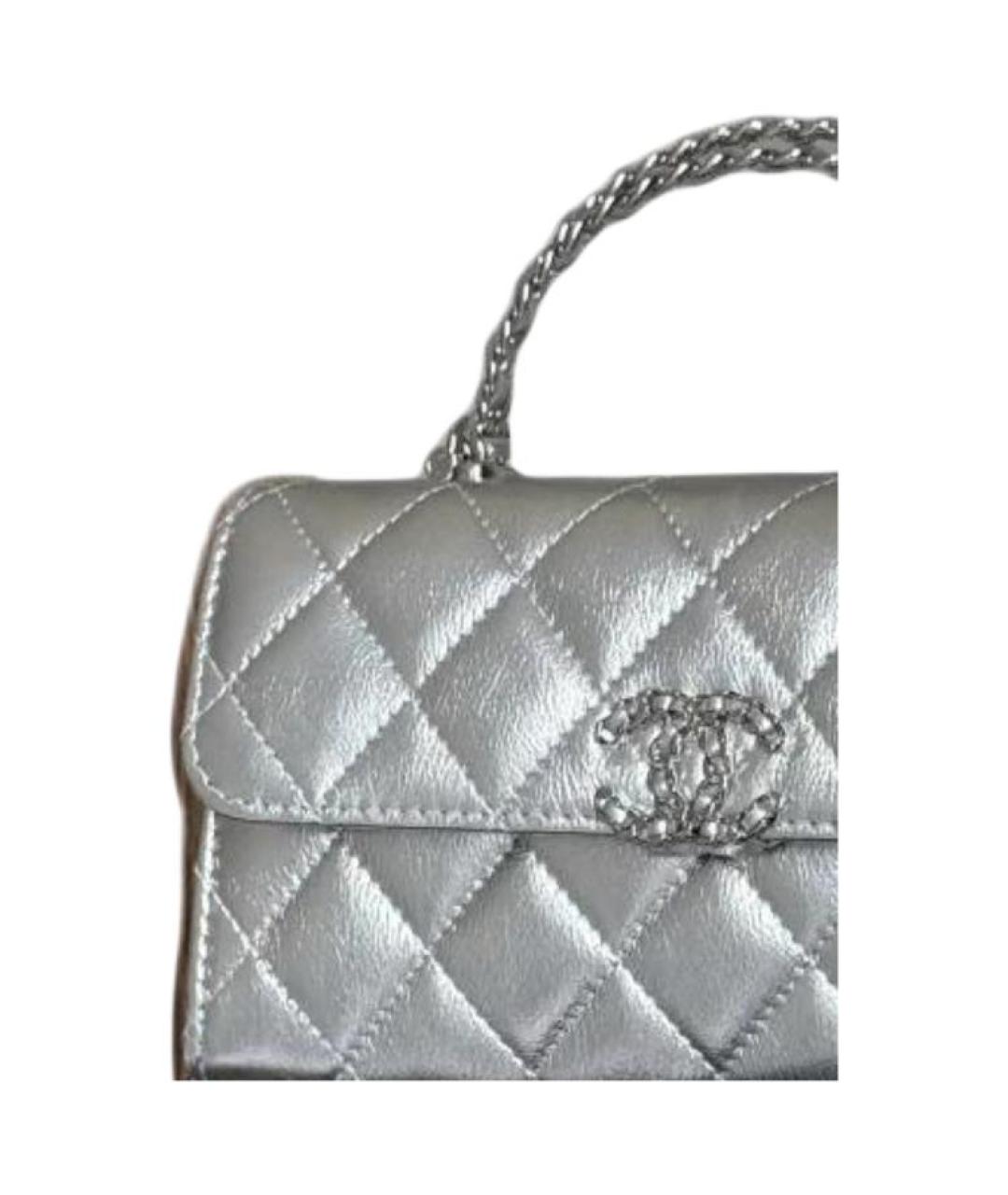 CHANEL Серебряная кожаная сумка через плечо, фото 5