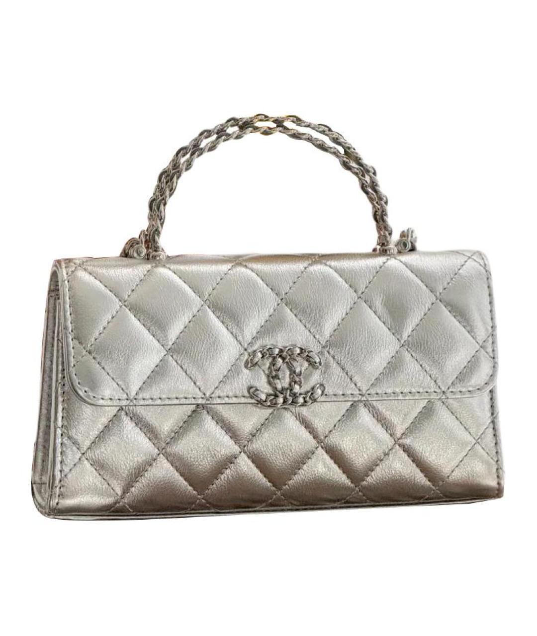 CHANEL Серебряная кожаная сумка через плечо, фото 1