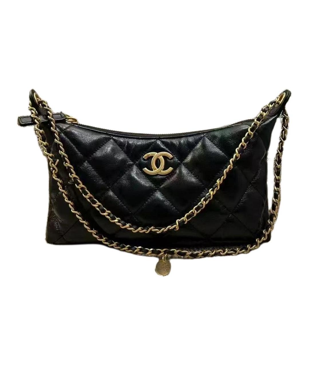 CHANEL Черная кожаная сумка через плечо, фото 2