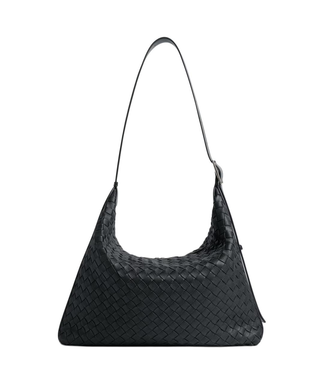 BOTTEGA VENETA Черная кожаная сумка на плечо, фото 1