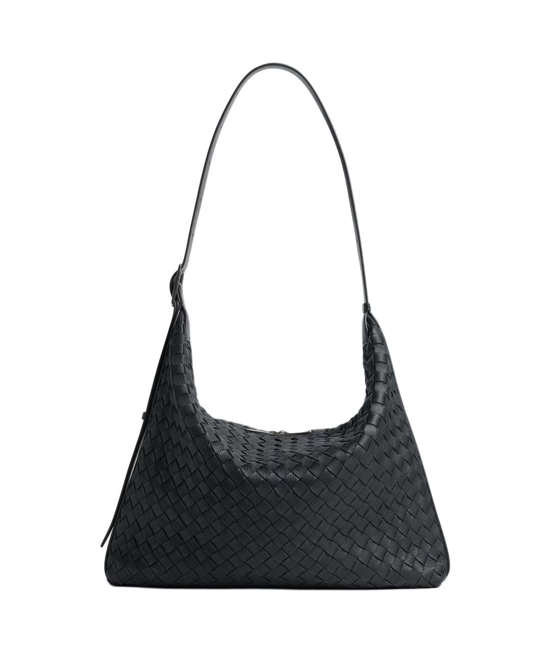 BOTTEGA VENETA Черная кожаная сумка на плечо, фото 2