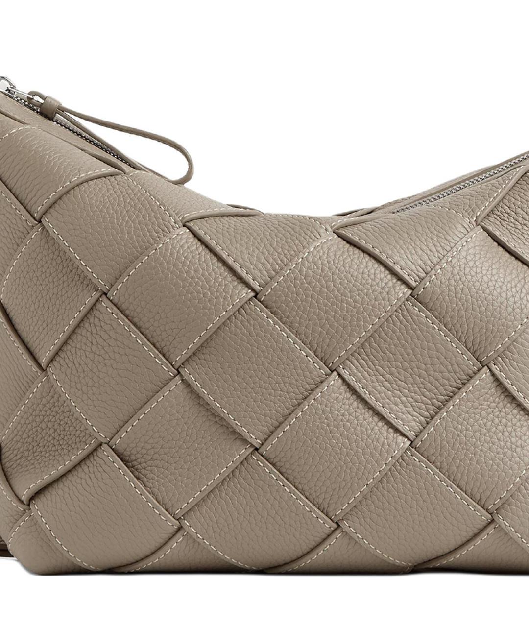 BOTTEGA VENETA Бежевая кожаная сумка на плечо, фото 4