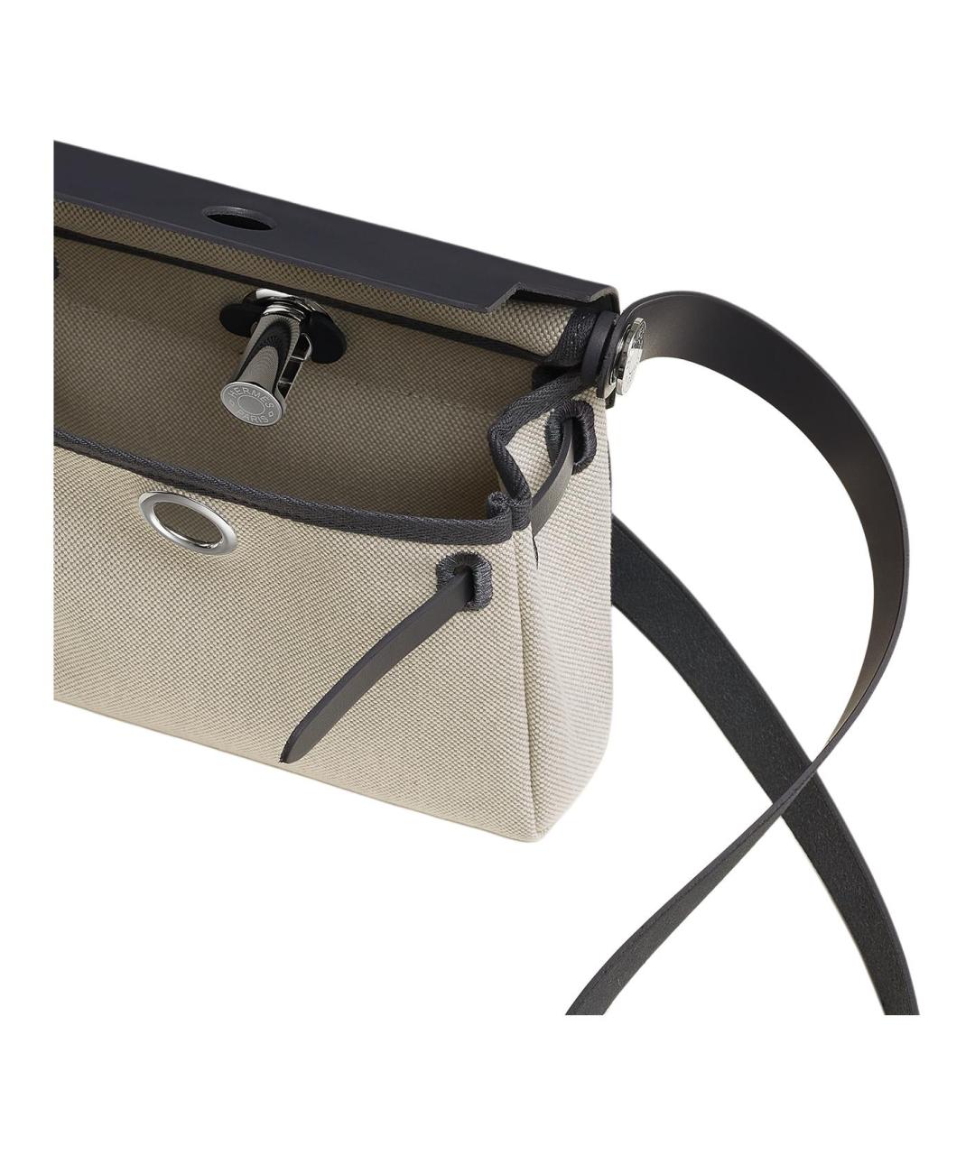 HERMES Бежевая хлопковая сумка через плечо, фото 4