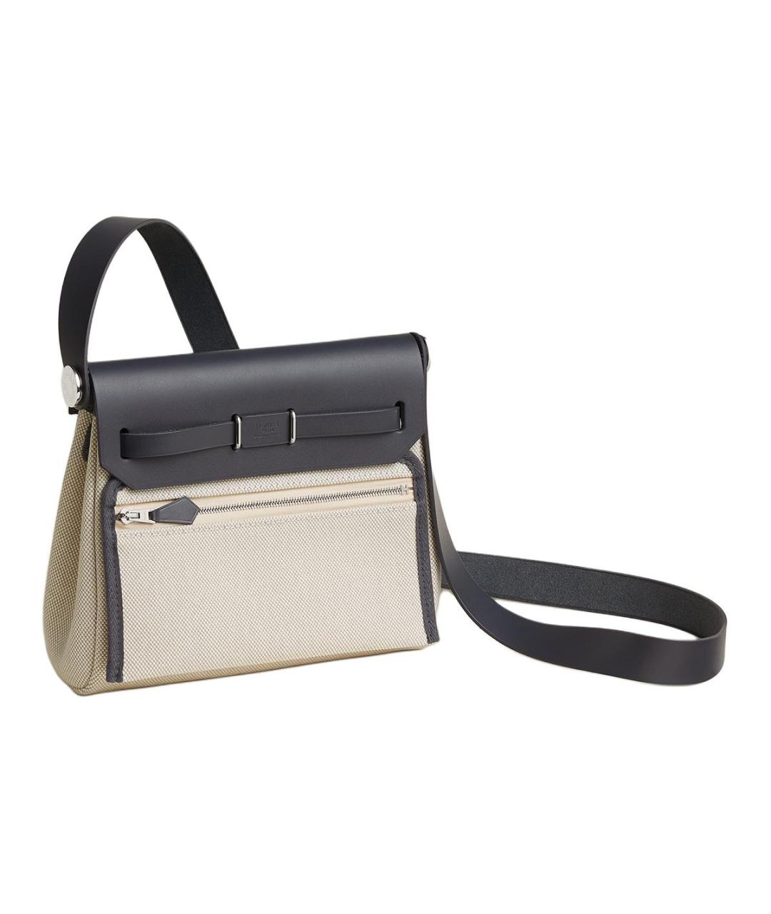 HERMES Бежевая хлопковая сумка через плечо, фото 3