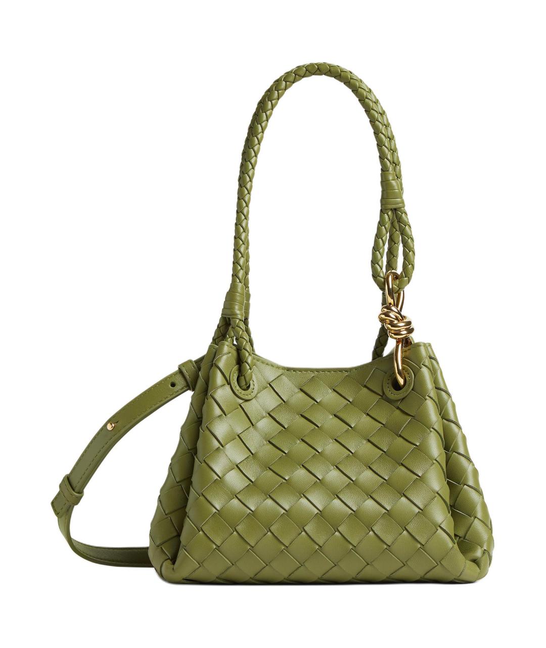BOTTEGA VENETA Зеленая кожаная сумка через плечо, фото 1