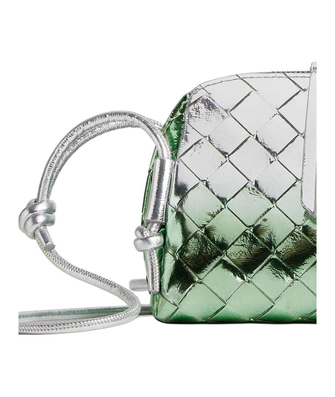 BOTTEGA VENETA Серебряная кожаная сумка через плечо, фото 4