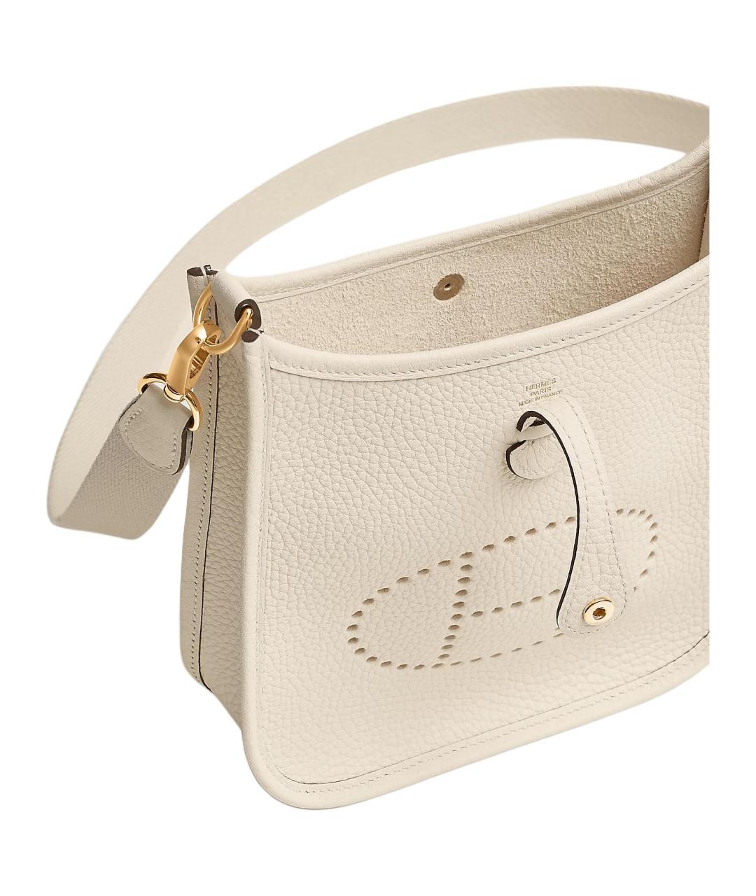 HERMES Белая кожаная сумка через плечо, фото 4