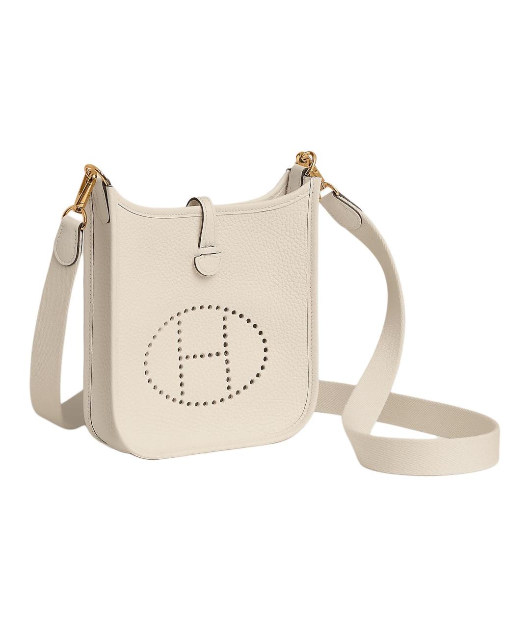 HERMES Белая кожаная сумка через плечо, фото 2