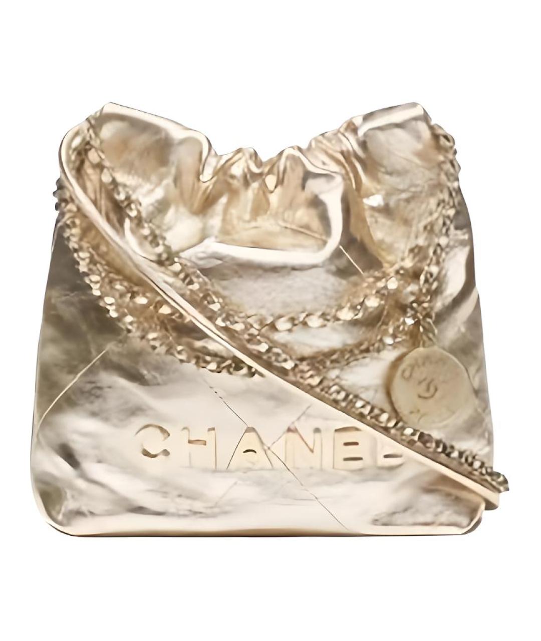 CHANEL Золотая кожаная сумка через плечо, фото 1