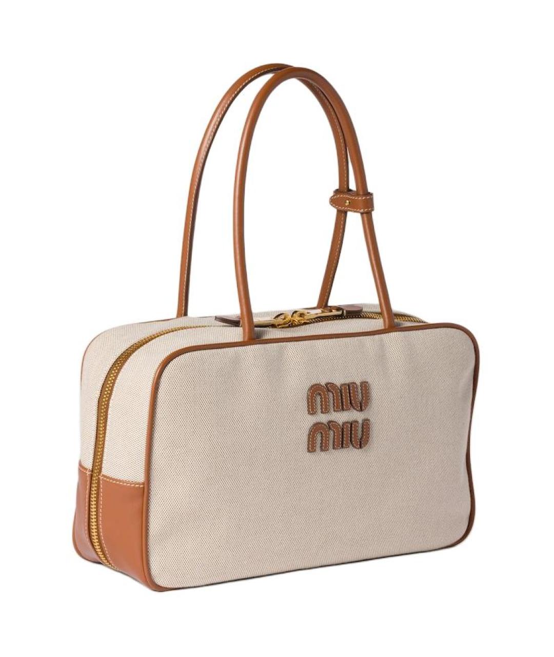 MIU MIU Бежевая хлопковая сумка через плечо, фото 2