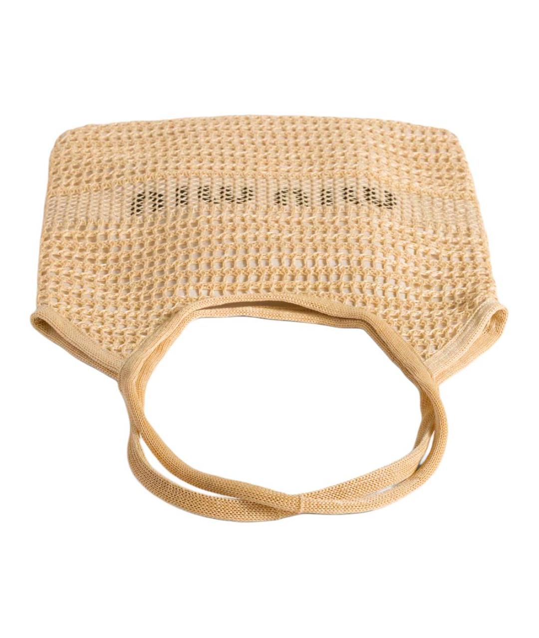 MIU MIU Бежевая тканевая сумка через плечо, фото 4