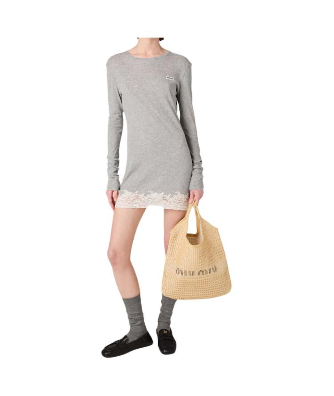 MIU MIU Бежевая тканевая сумка через плечо, фото 5