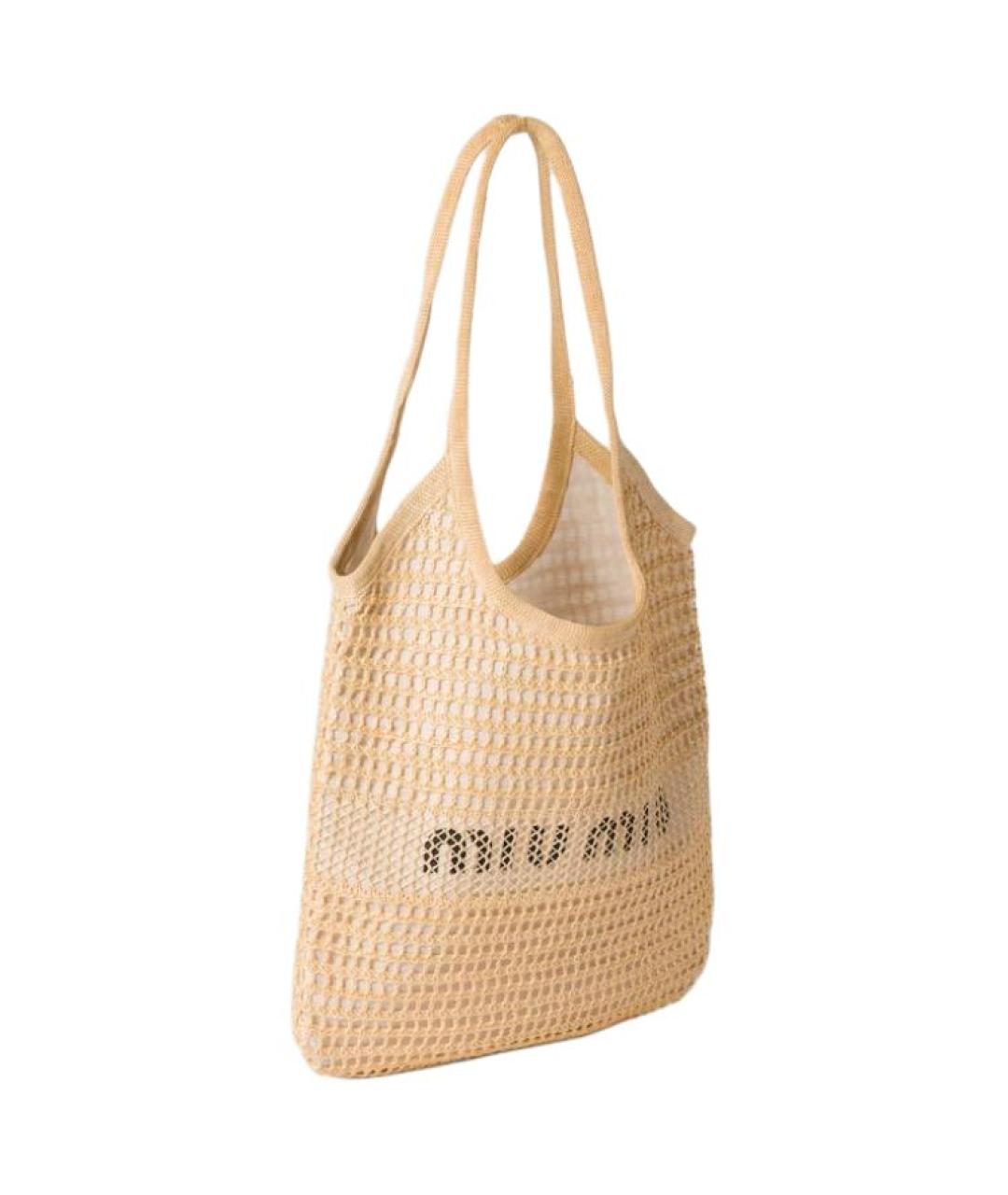 MIU MIU Бежевая тканевая сумка через плечо, фото 3