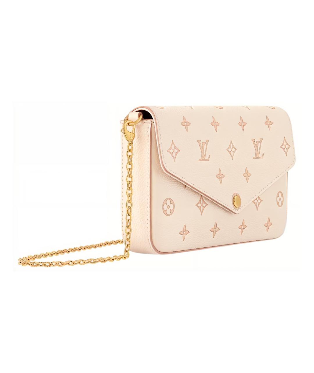 LOUIS VUITTON Бежевая кожаная сумка через плечо, фото 2