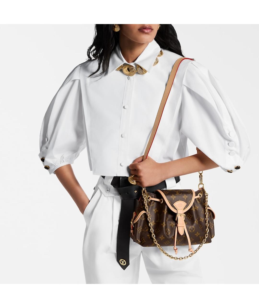 LOUIS VUITTON Коричневая кожаная сумка через плечо, фото 6