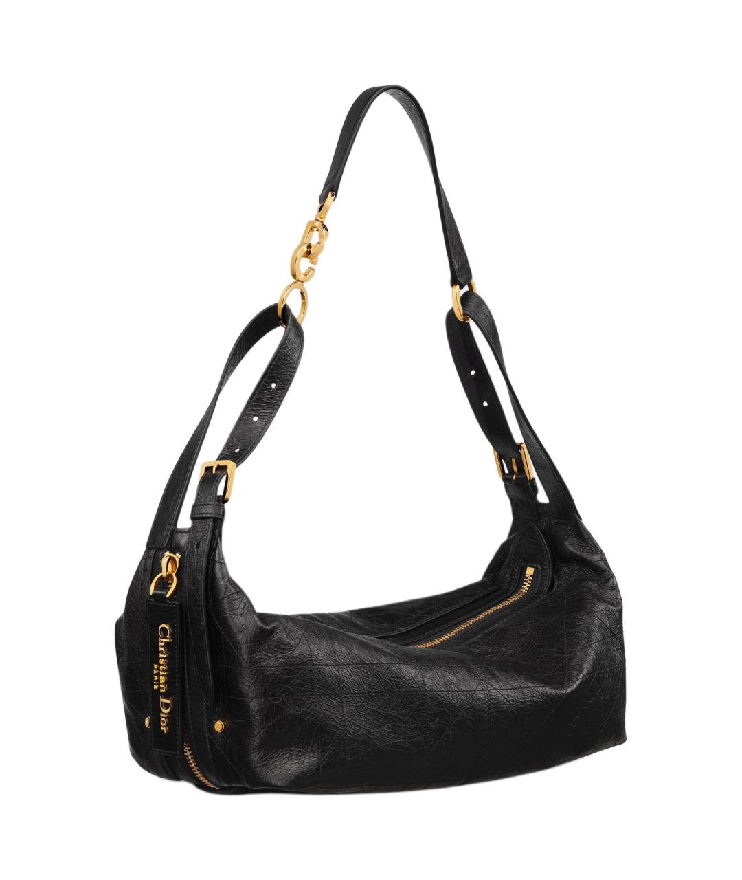 CHRISTIAN DIOR Черная кожаная сумка через плечо, фото 2