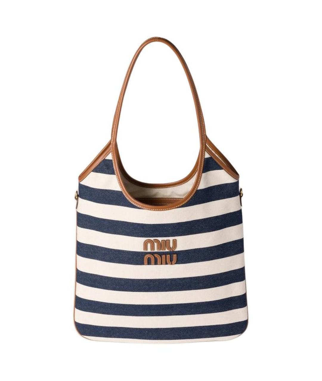 MIU MIU Темно-синяя хлопковая сумка через плечо, фото 1