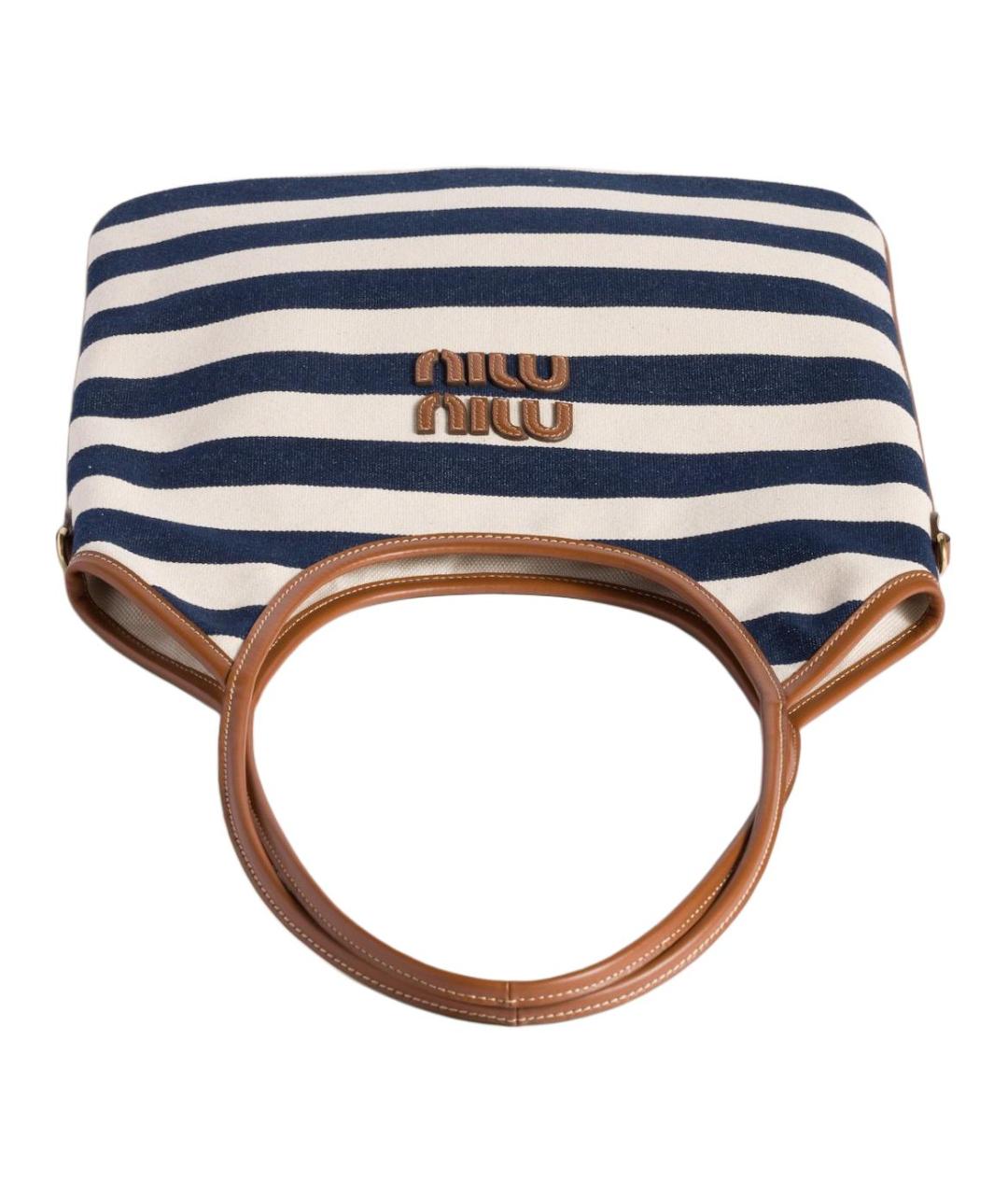 MIU MIU Темно-синяя хлопковая сумка через плечо, фото 3