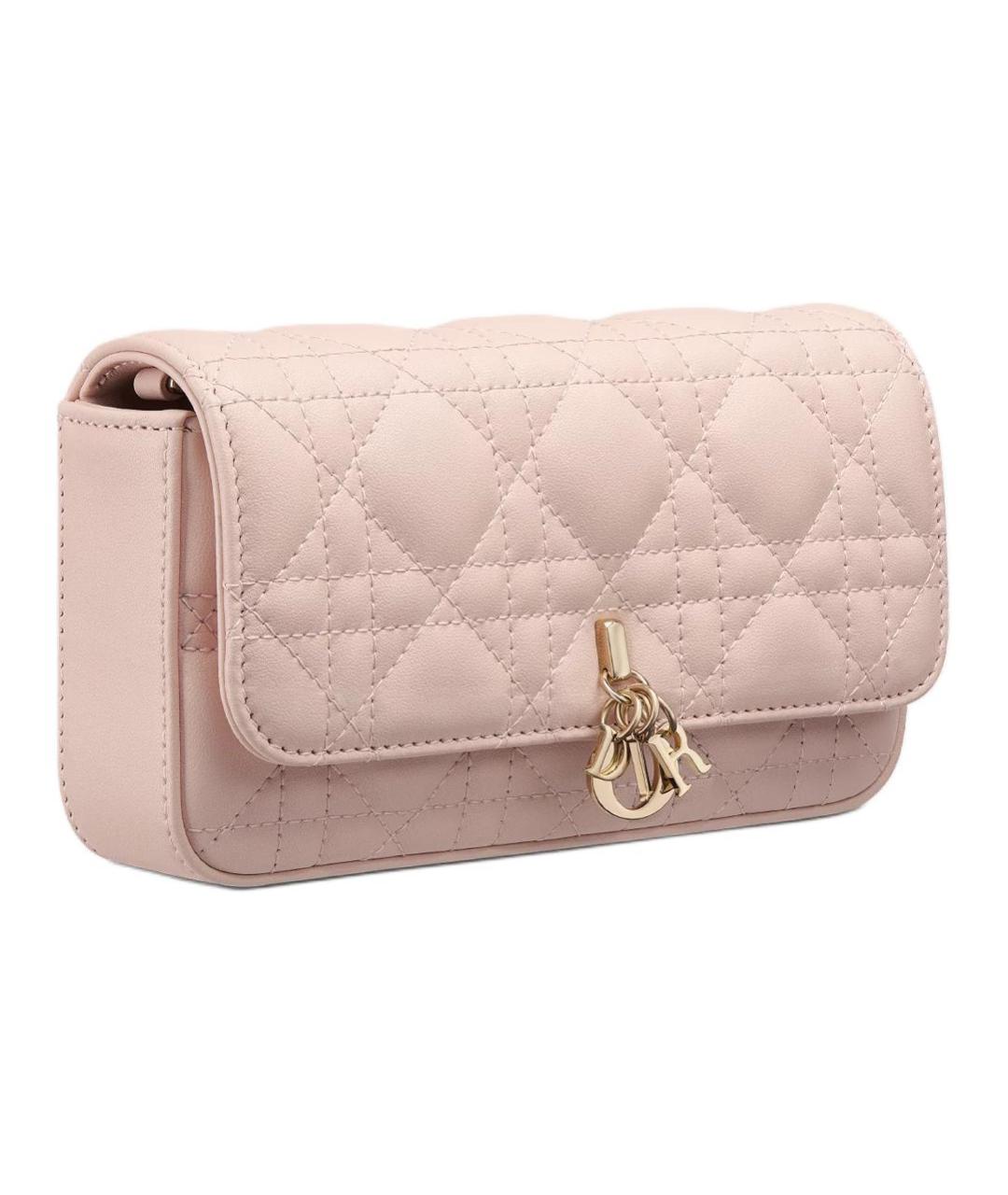 CHRISTIAN DIOR Розовая кожаная сумка через плечо, фото 3