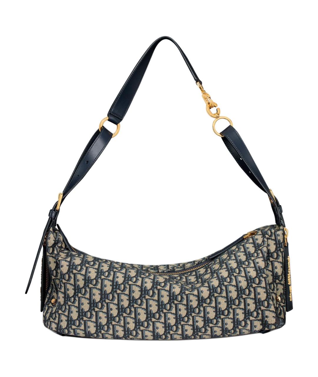 CHRISTIAN DIOR Темно-синяя хлопковая сумка через плечо, фото 3