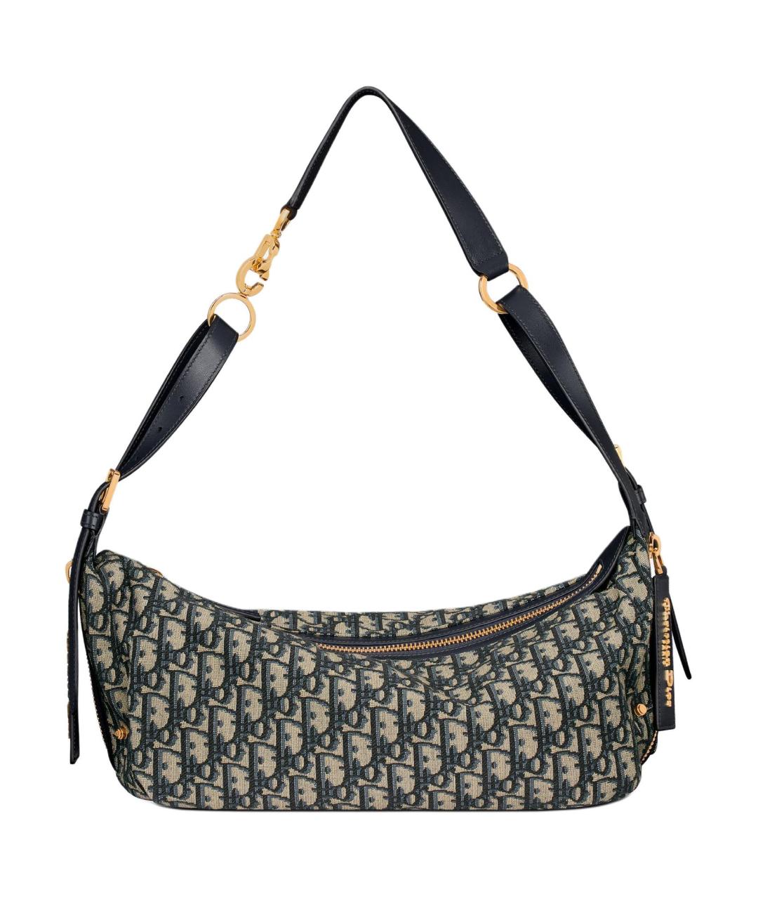 CHRISTIAN DIOR Темно-синяя хлопковая сумка через плечо, фото 1