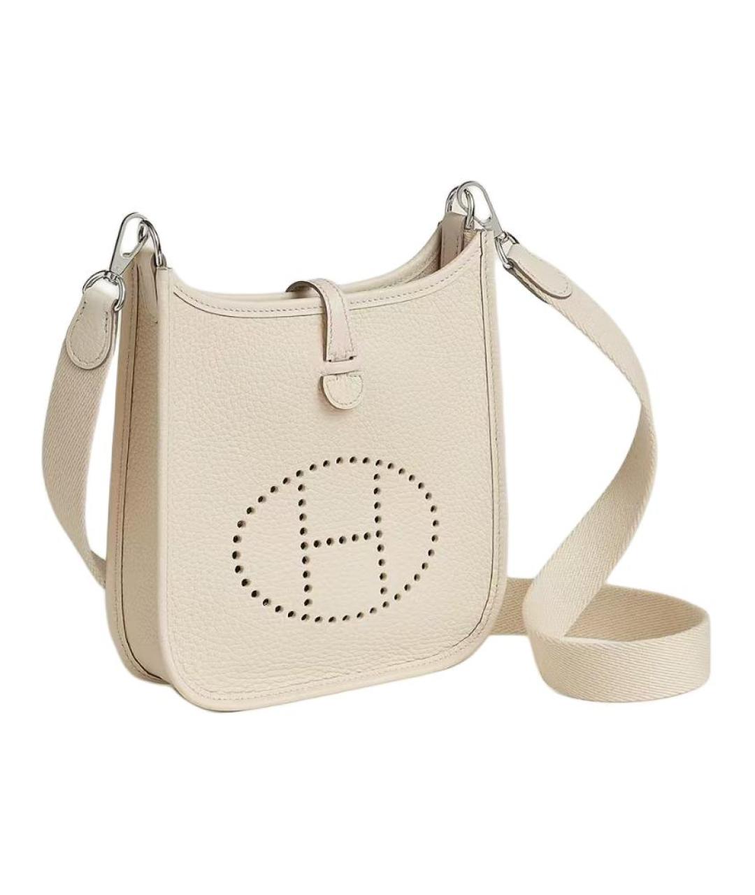 HERMES Белая кожаная сумка через плечо, фото 2