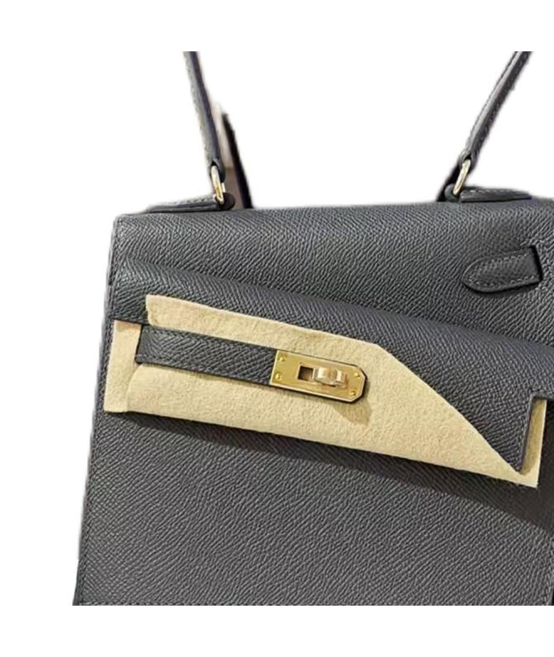 HERMES Серая кожаная сумка через плечо, фото 3
