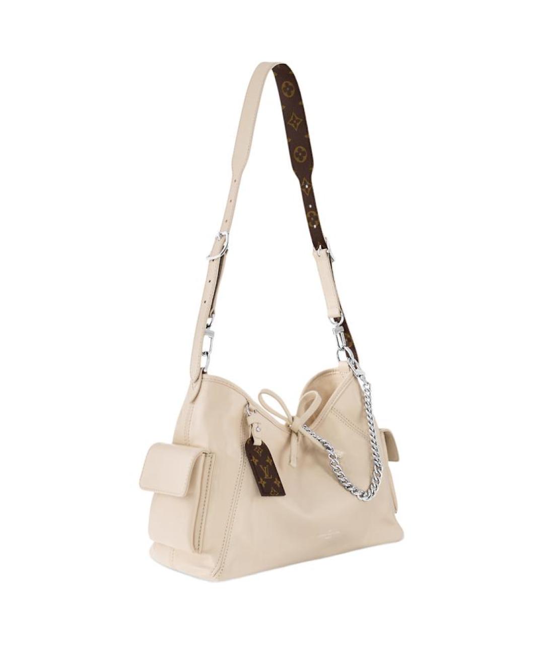 LOUIS VUITTON Бежевая кожаная сумка через плечо, фото 2