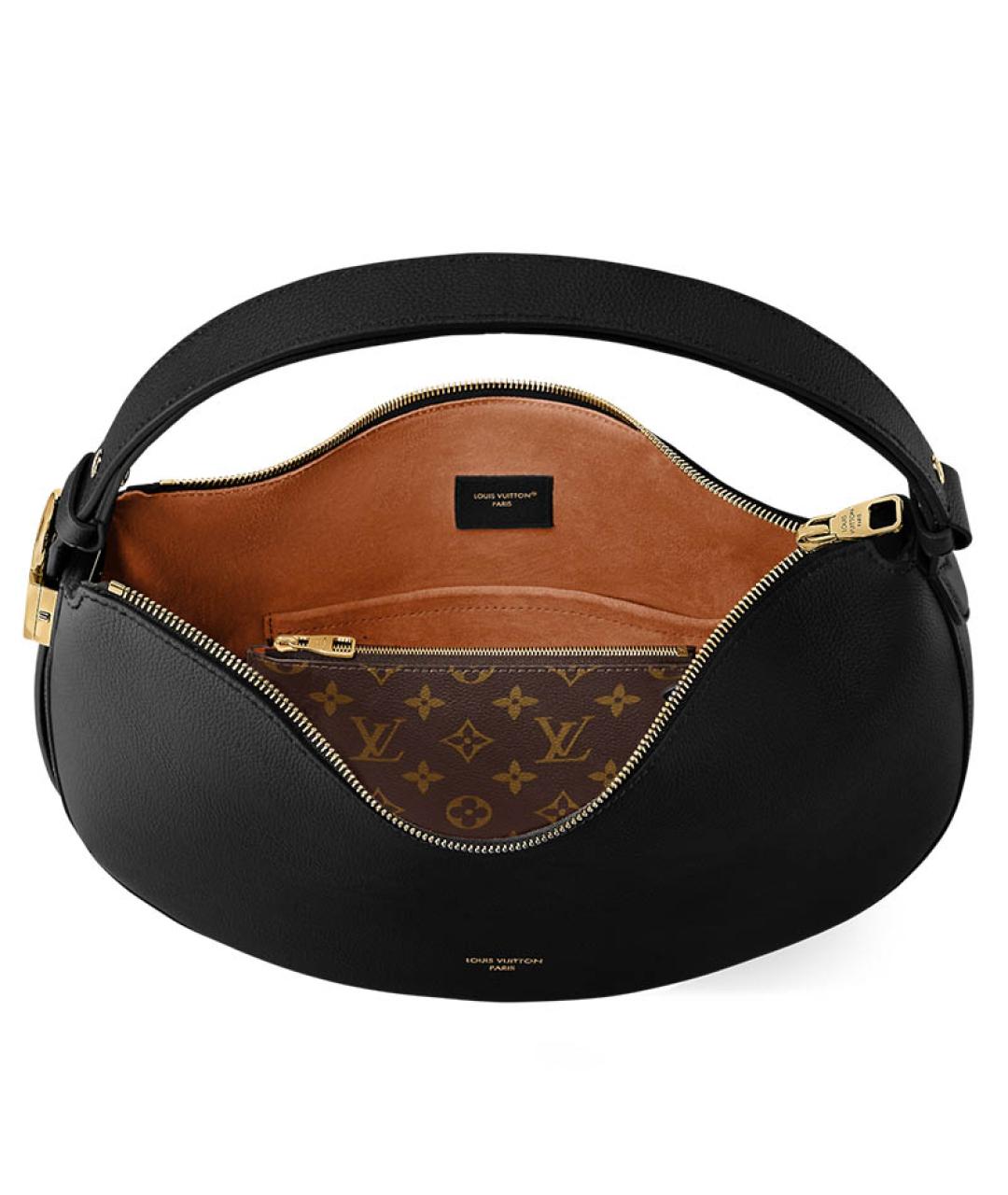 LOUIS VUITTON Черная кожаная сумка через плечо, фото 5