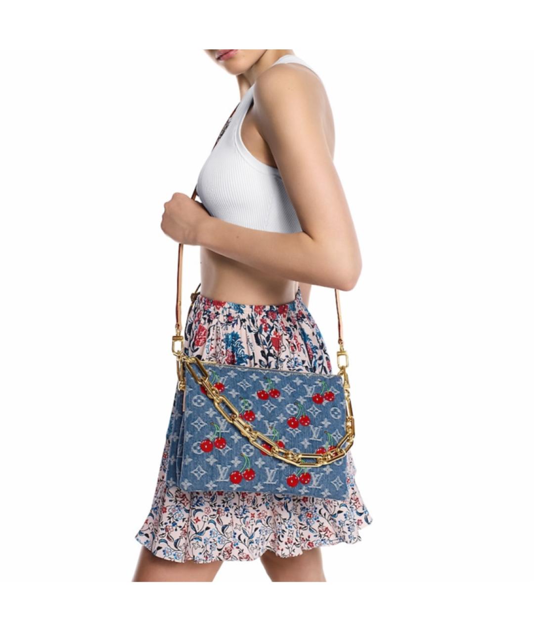 LOUIS VUITTON Синяя хлопковая сумка через плечо, фото 8