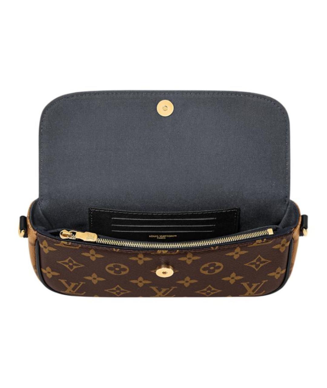 LOUIS VUITTON Коричневая кожаная сумка через плечо, фото 4