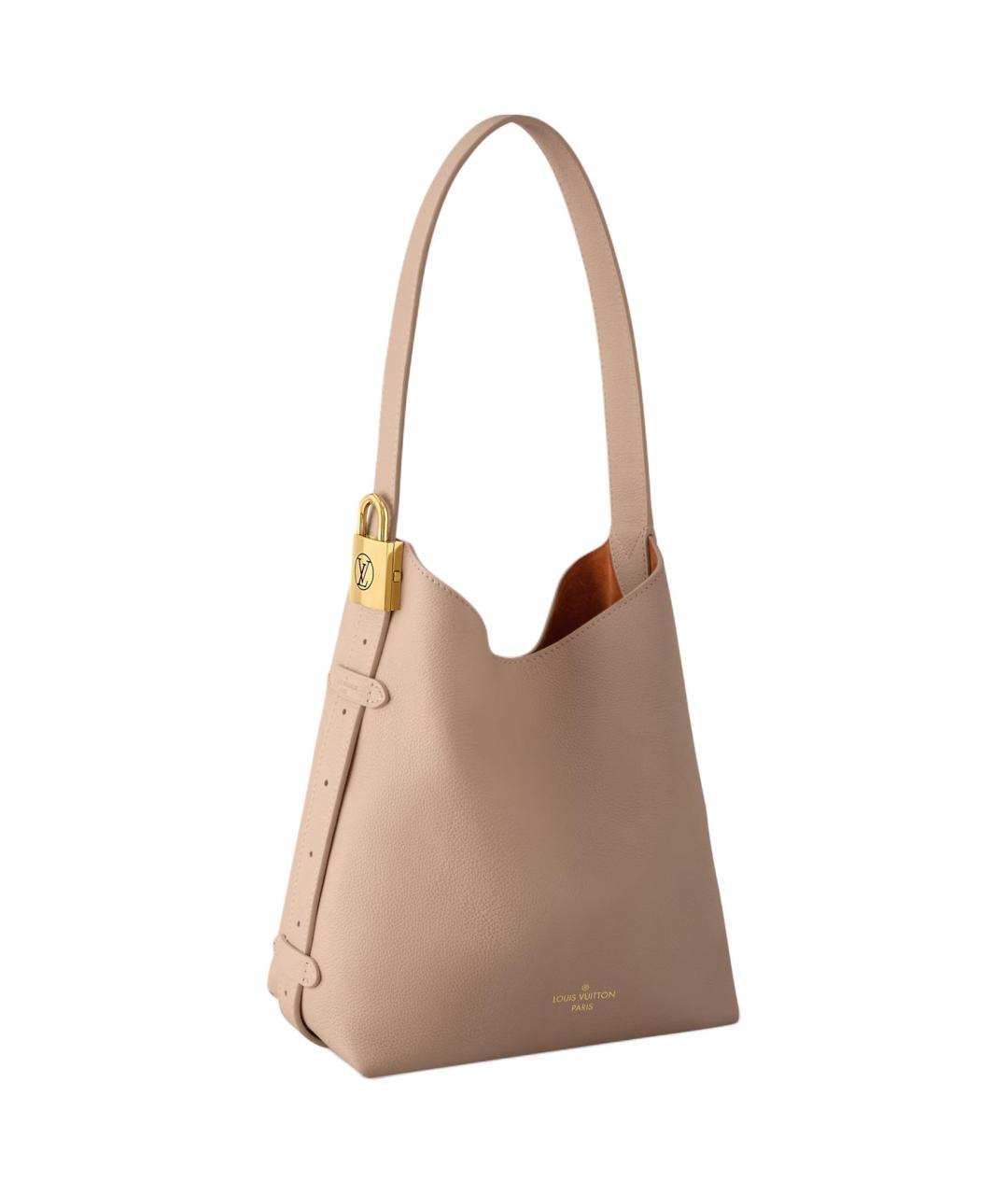 LOUIS VUITTON Бежевая кожаная сумка через плечо, фото 2
