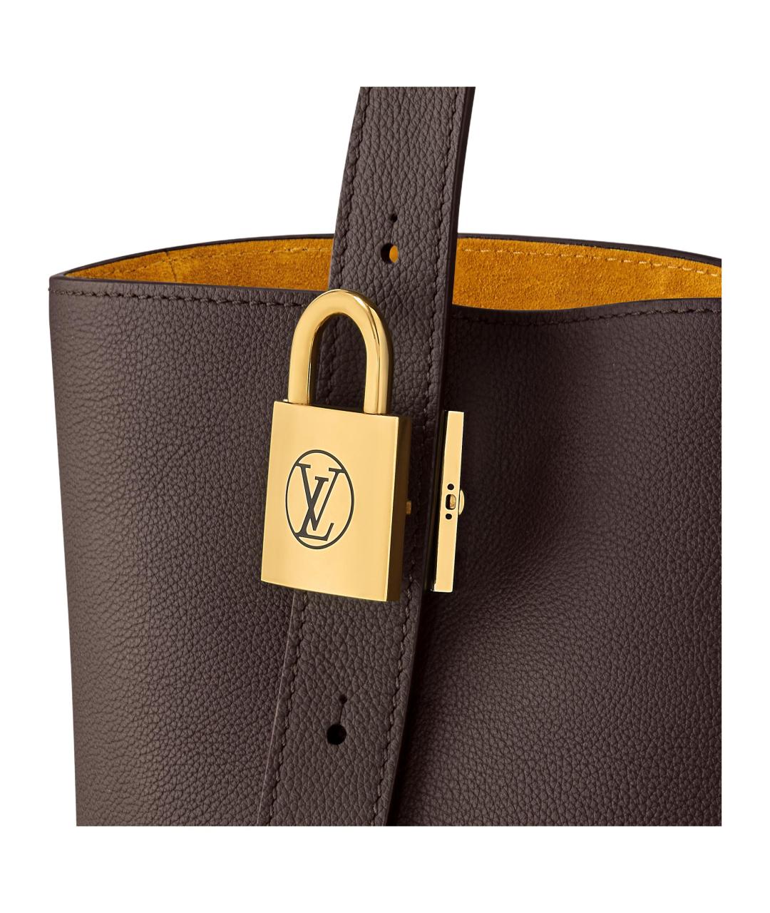 LOUIS VUITTON Коричневая кожаная сумка через плечо, фото 5